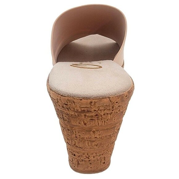 Onex Christina Italian Blush/Champagne Elastic on Cork Wedge Sandal Size 9 - Picture 4 of 10